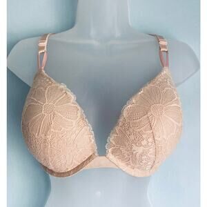 Victoria's Secret Push Up Bra 40C Beige Lace NWOT